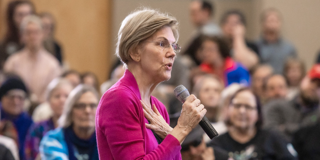 Sen. Elizabeth Warren speaking at an event