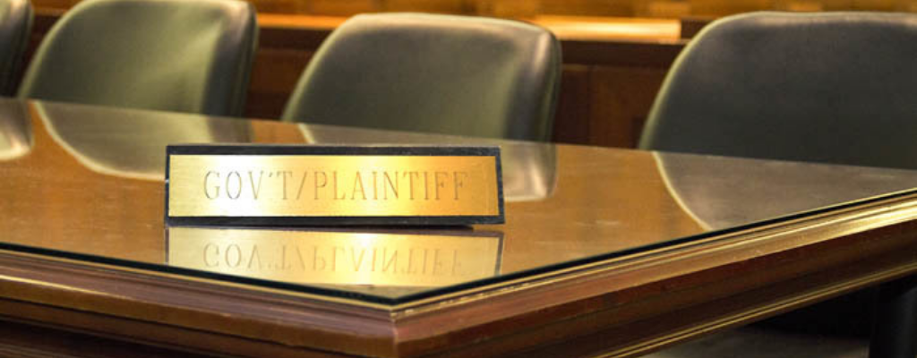 plaintiff table in a courtroom