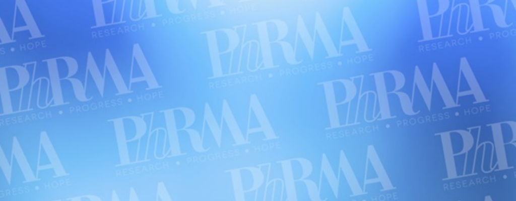 PhRMA wordmark repeated on a background