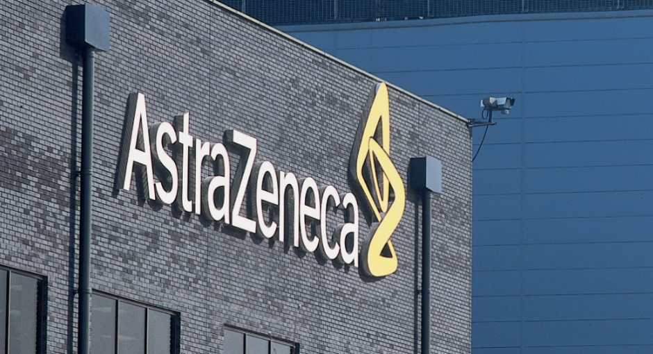 AstraZeneca wordmark building-mounted sign
