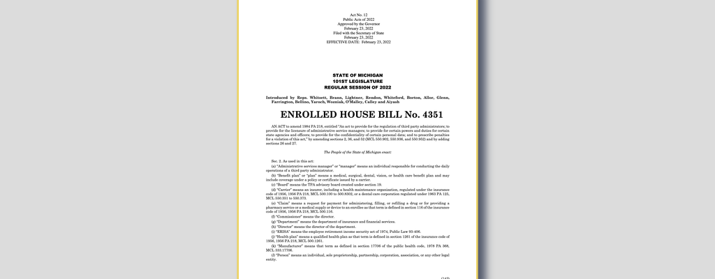 Copy of State of Michigan bill no. 4351
