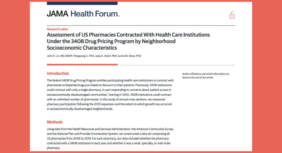 screenshot of a JAMA Health Forum research letter