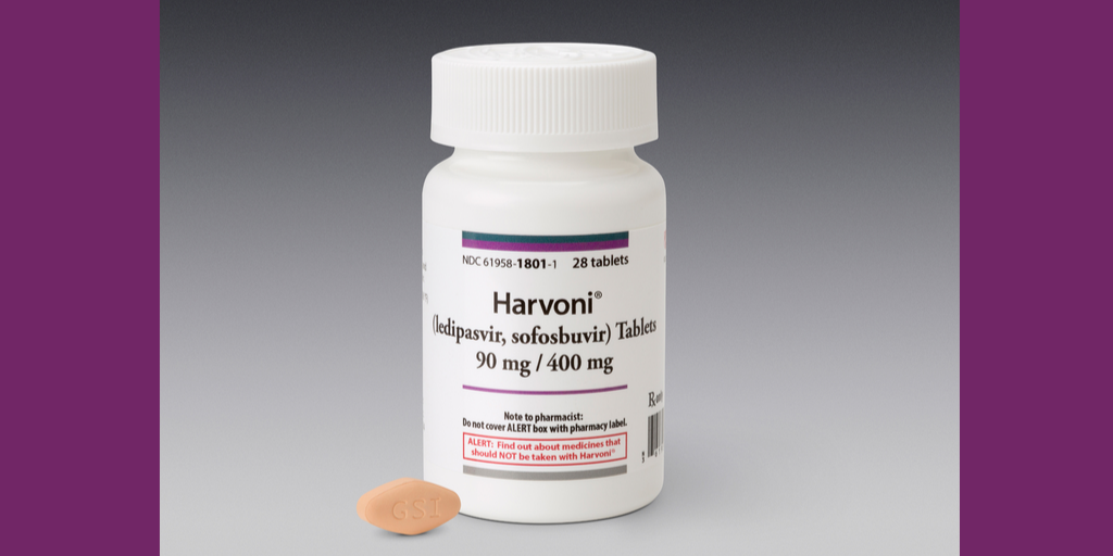 Image of Harvoni pill bottle and pill