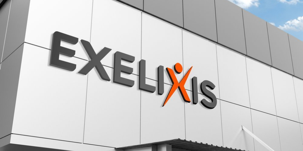 Exelixis wordmark building-mounted sign