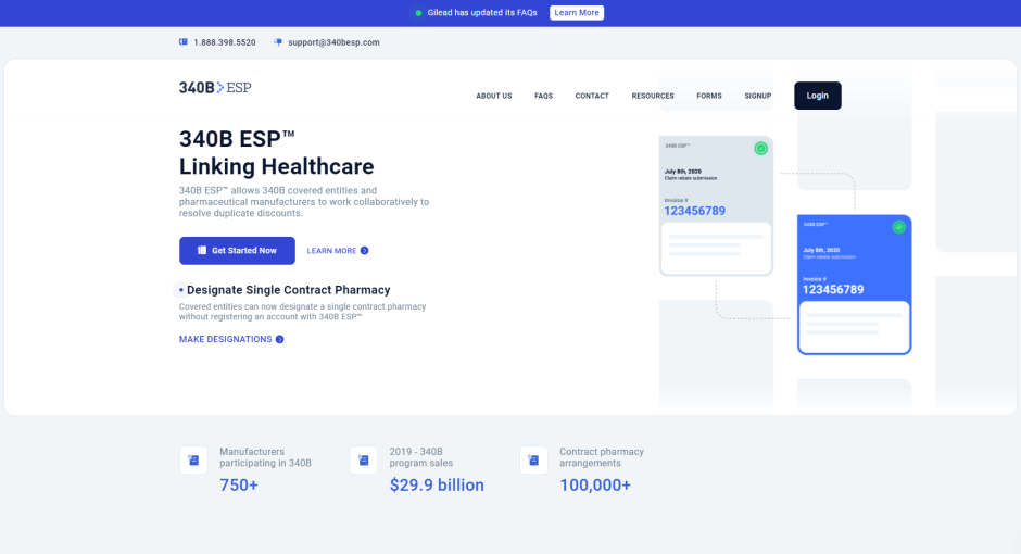screenshot of 340B ESP Get Started page