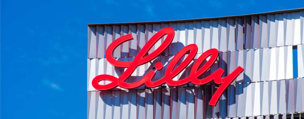 Lilly wordmark building-mounted sign