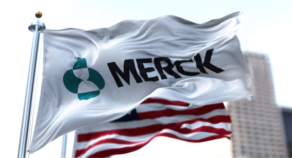 Merck flag with flag of the United States of America