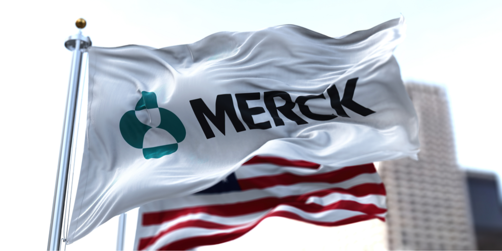 Merck flag with flag of the United States of America