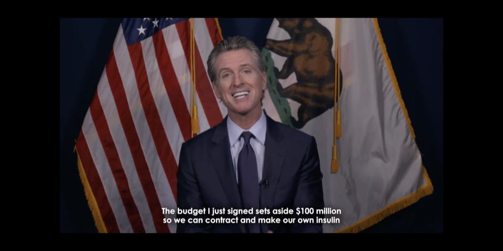 Screenshot of Gov. Gavin Newsom in a television address