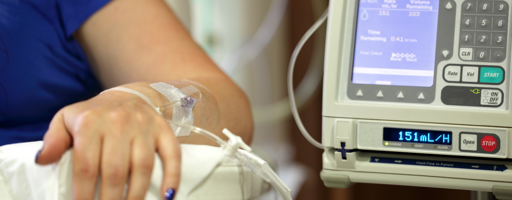 patient receiving an IV infusion