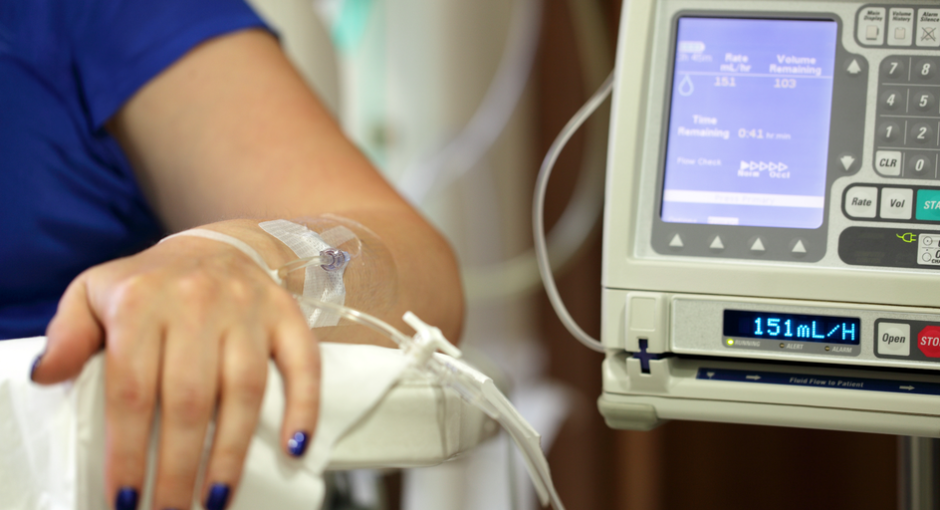 patient receiving an IV infusion