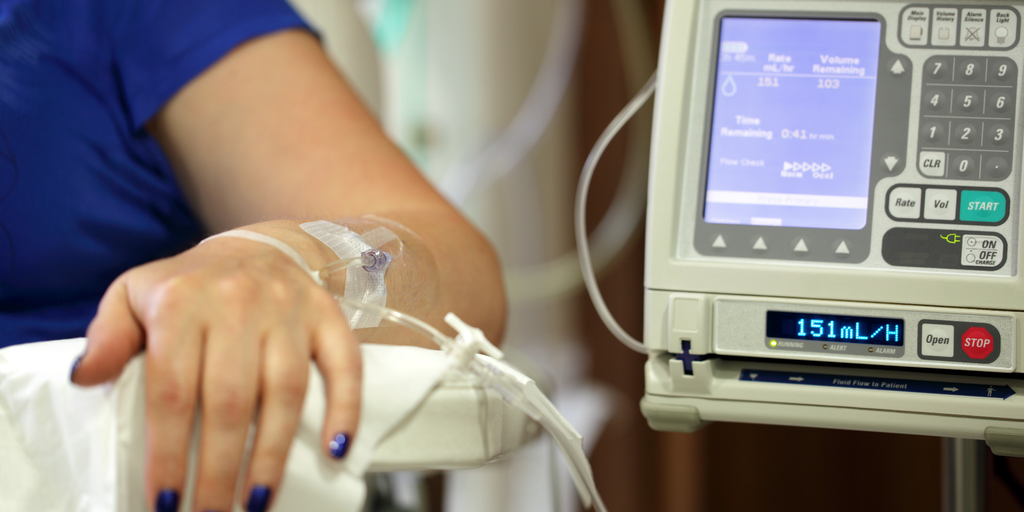 patient receiving an IV infusion