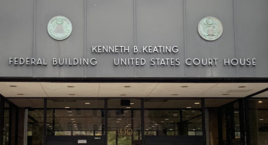 Federal District Court Rochester, N.Y. entrance and building-mounted sign