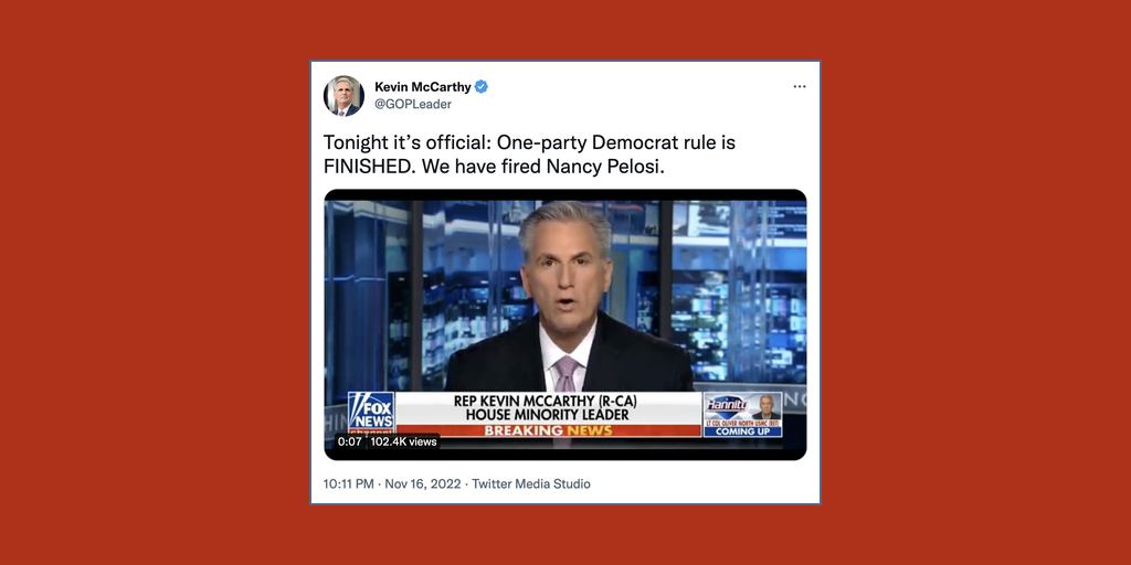 Screenshot of Twitter post by Kevin McCarthy