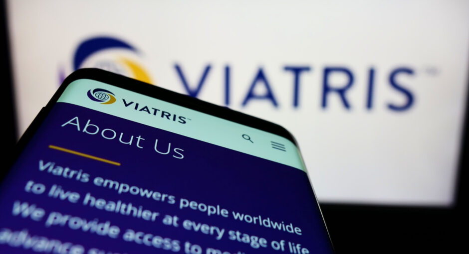 Viatris About Us page depicted on mobile device