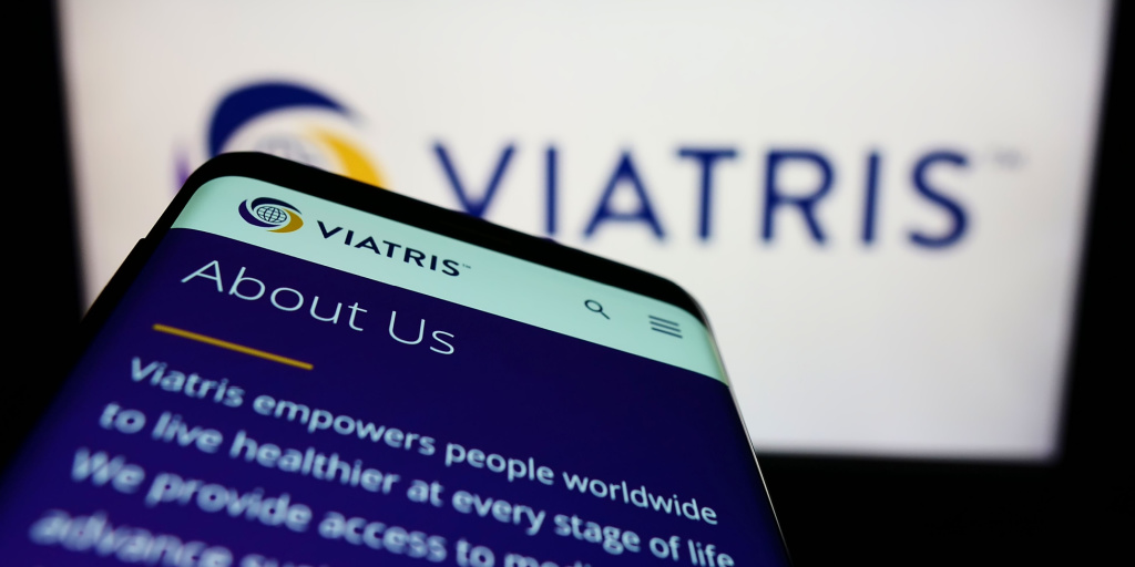 Viatris About Us page depicted on mobile device