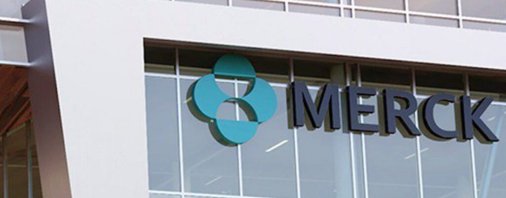 Merck wordmark on company building