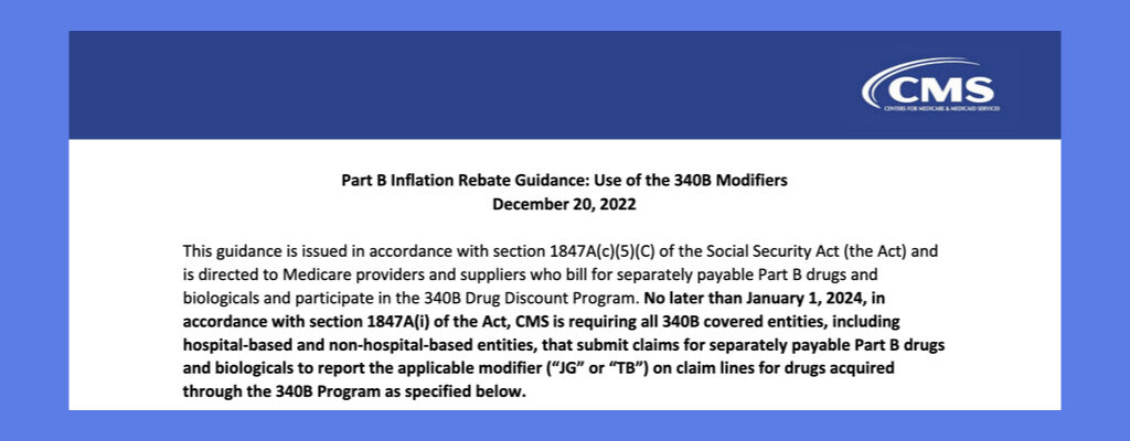 Screenshot of CMS Part B inflation rebate guidance