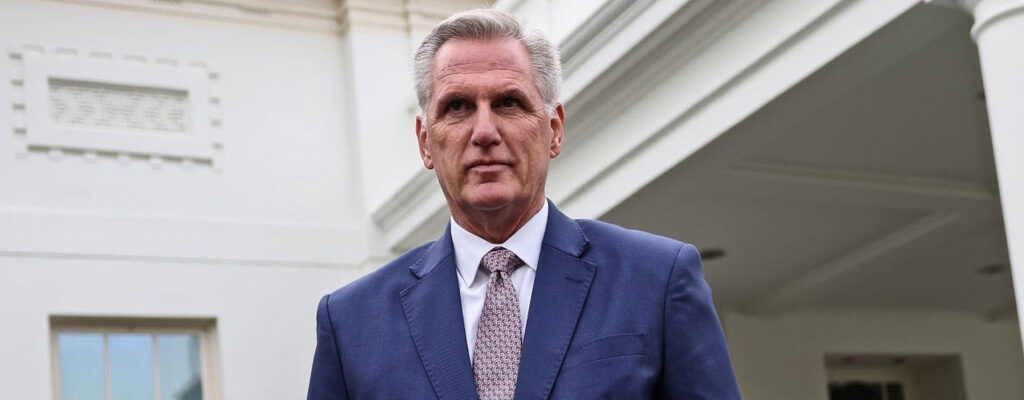 Rep. Kevin McCarthy (R-CA) pictured at the entrance to the West Wing of the White House