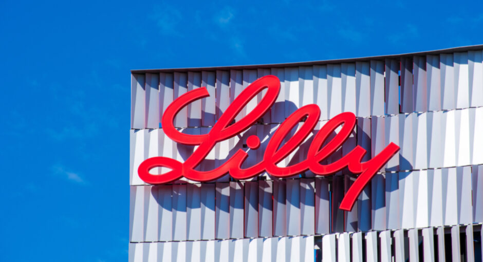 Lilly wordmark on top of building