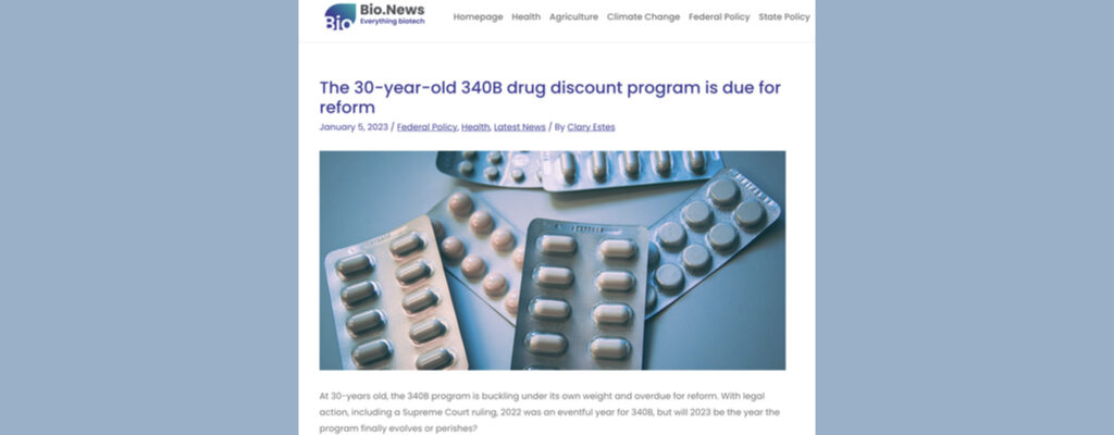 Screenshot of bionews.com 340B drug discount program story