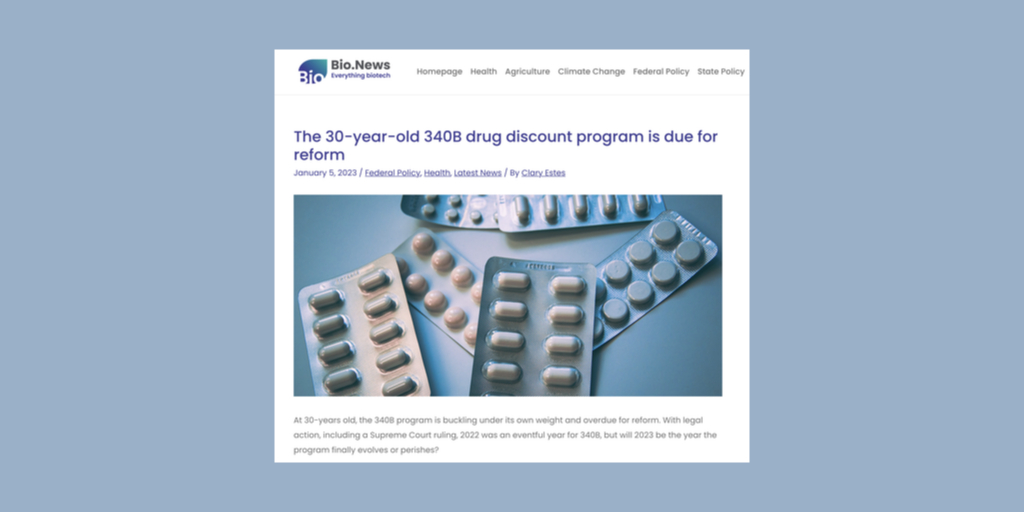 Screenshot of bionews.com 340B drug discount program story