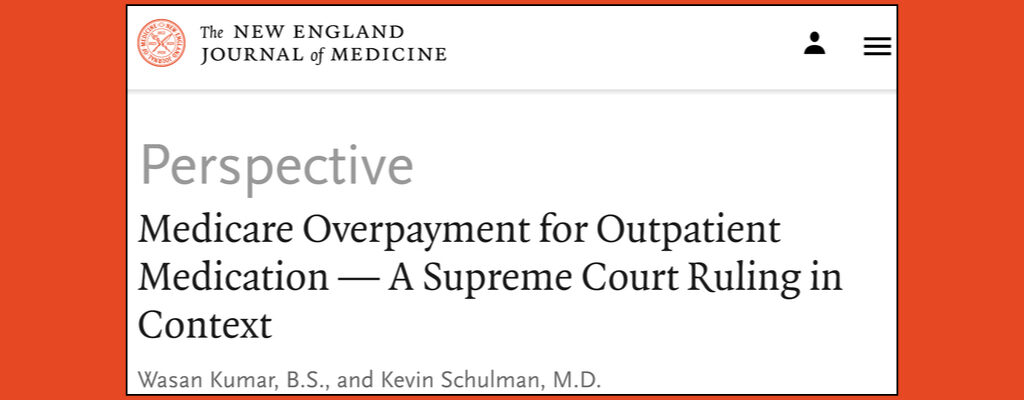 Screenshot of commentary on Medicare overpayment for outpatient medication in the NEJM