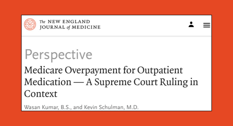 Screenshot of commentary on Medicare overpayment for outpatient medication in the NEJM