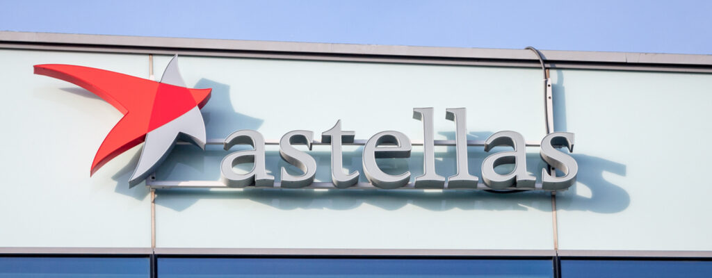 Astellas wordmark on building