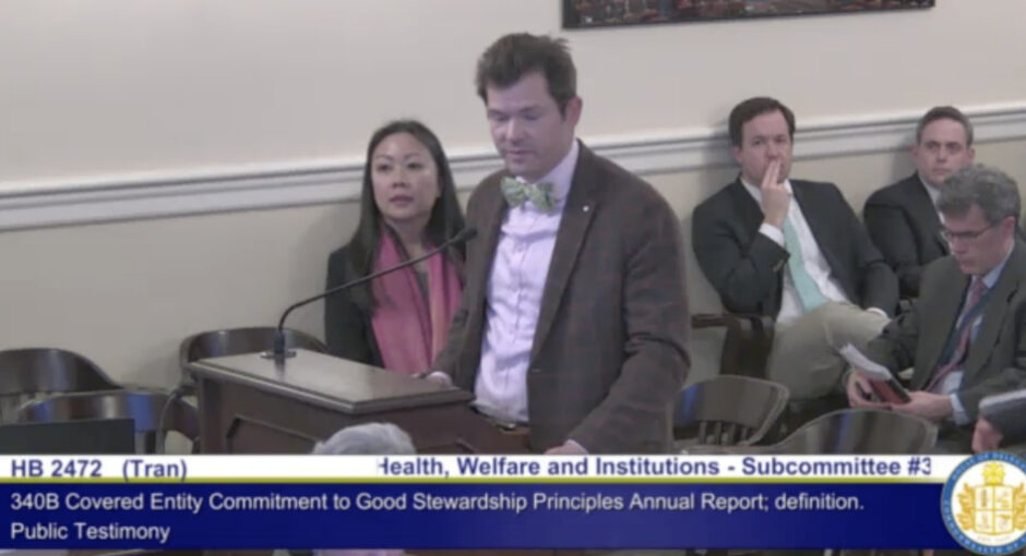 Screenshot of Virginia state legislature public testimony