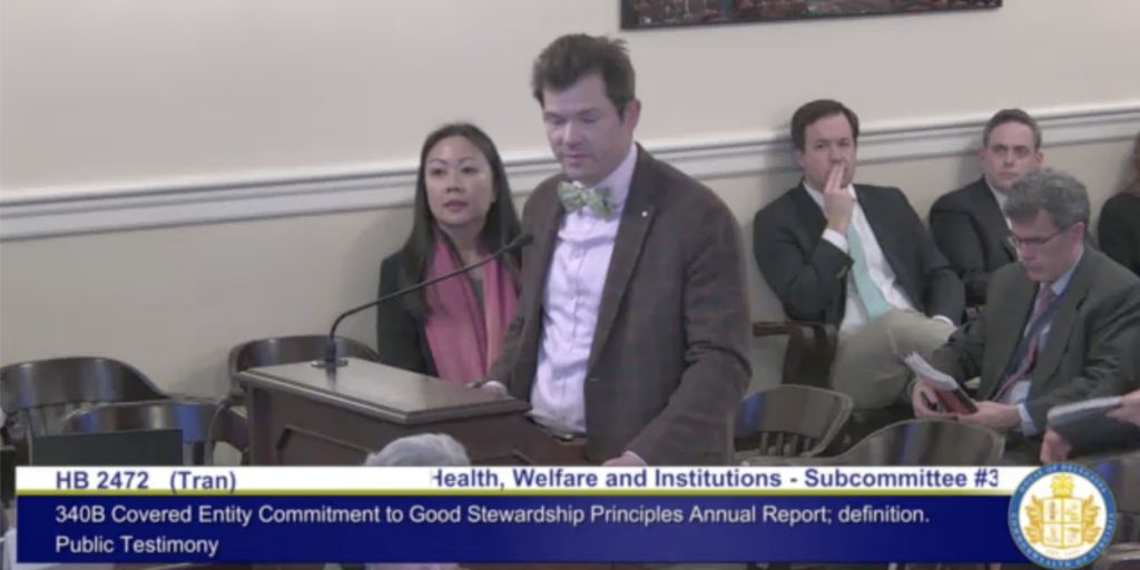 Screenshot of Virginia state legislature public testimony