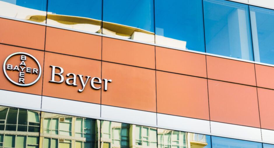 Bayer wordmark on side of building
