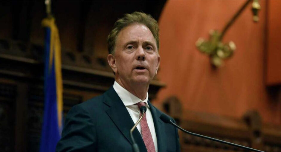 Ned Lamont speaking at Connecticut state Capitol