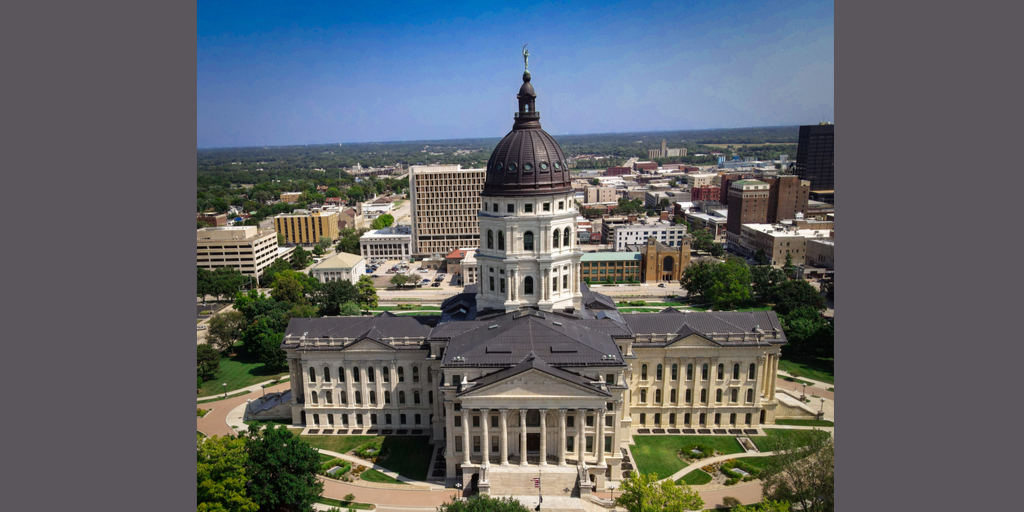 Aerial view of Kansas state Capitol building