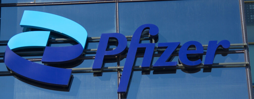 Pfizer company name on a building