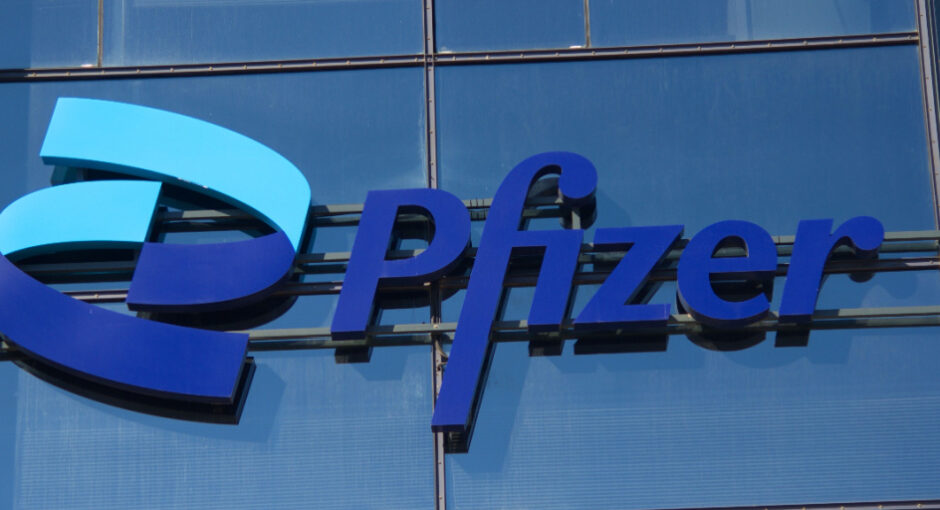 Pfizer company name on a building