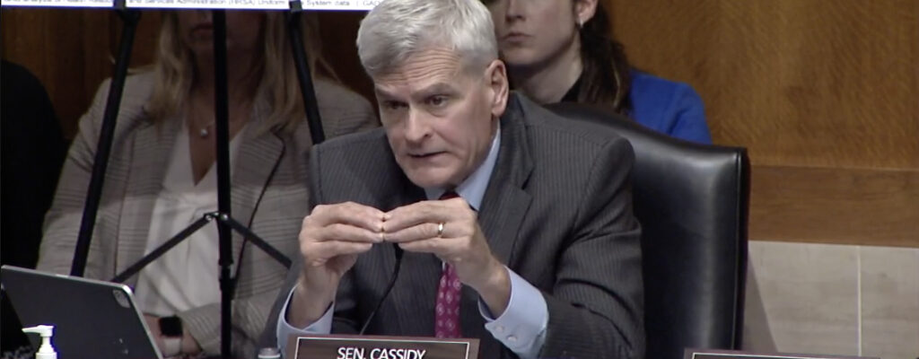 Sen. Bill Cassidy pictured at a hearing