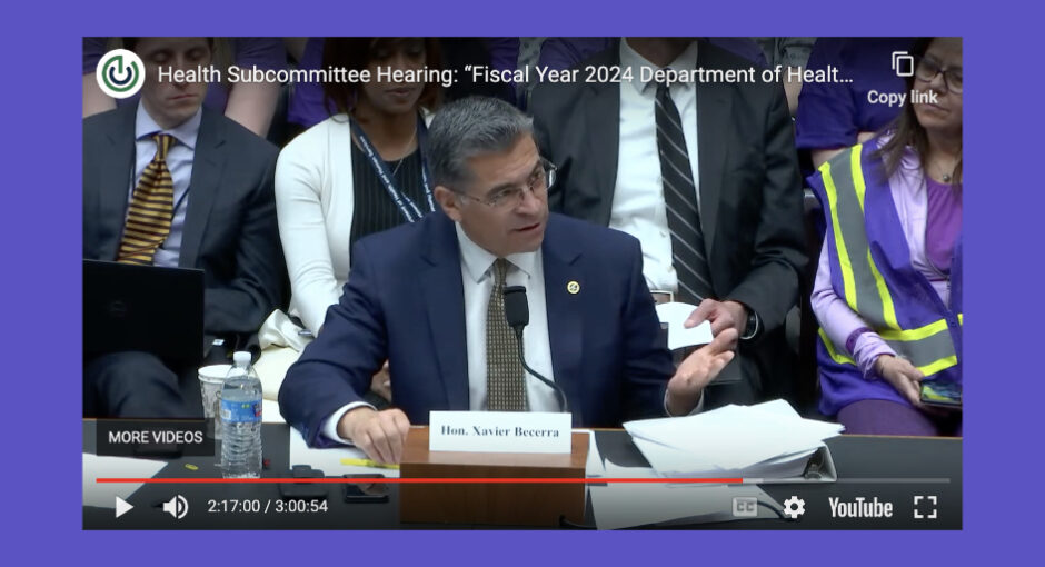 United States Secretary of Health and Human Services Xavier Becerra speaks at Health Subcommittee hearing