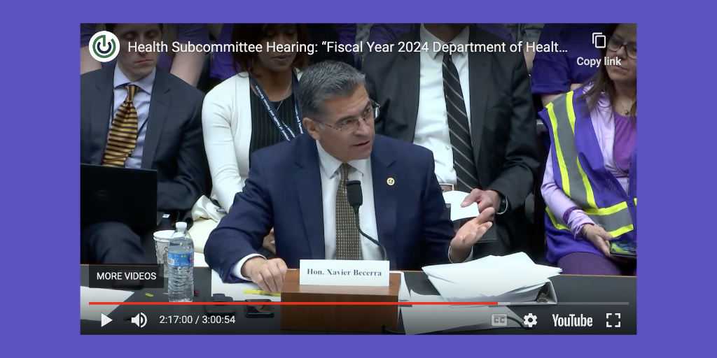 United States Secretary of Health and Human Services Xavier Becerra speaks at Health Subcommittee hearing