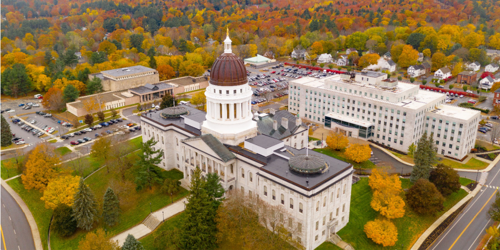 Aerial view of Maine state capitol