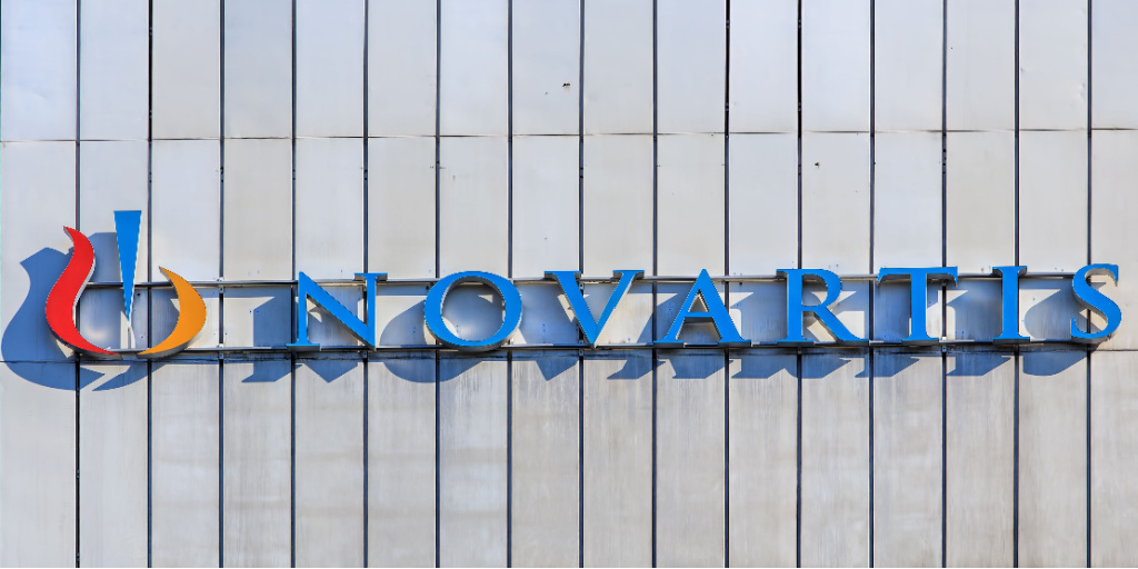 Novartis wordmark on a building