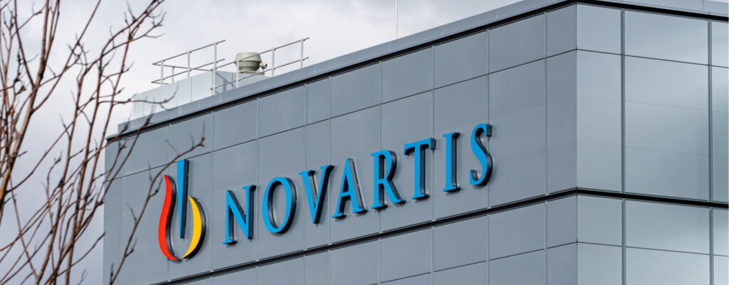 Novartis wordmark on a building