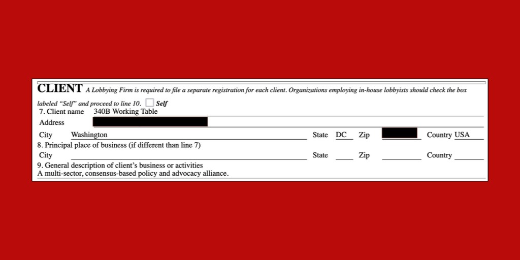 340B Working Table 340B lobbying disclosure form